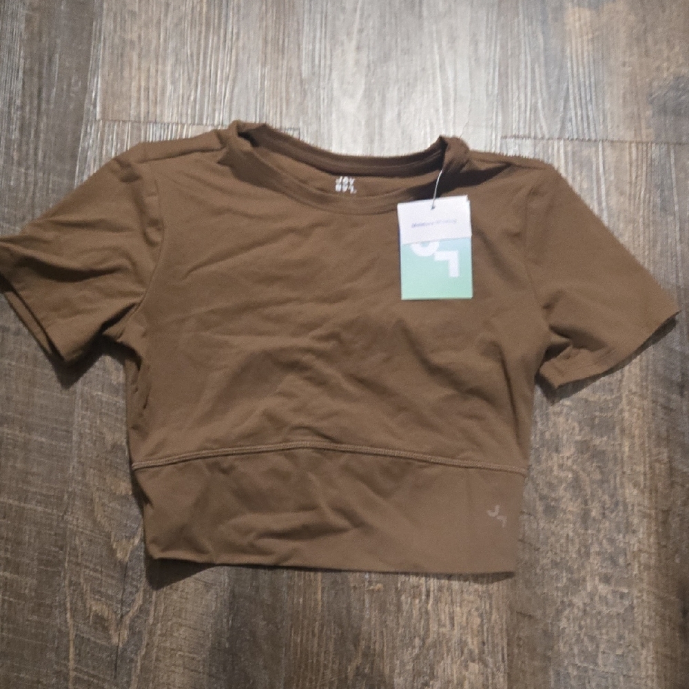 Joy Lab Olive Brown Cropped Athletic Tee